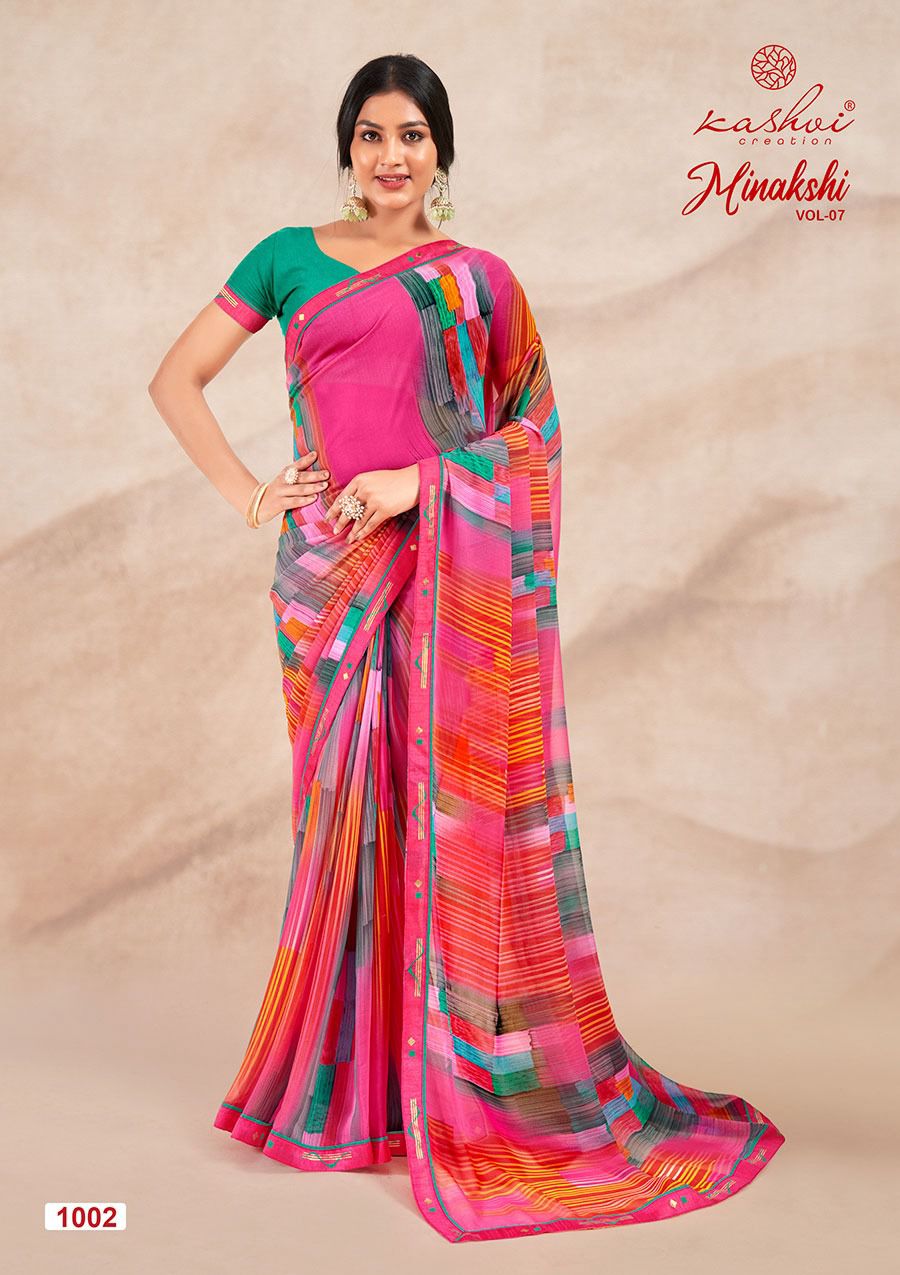 Minakshi 07 By Kashvi Printed Georgette Sarees Wholesale Shop In Surat